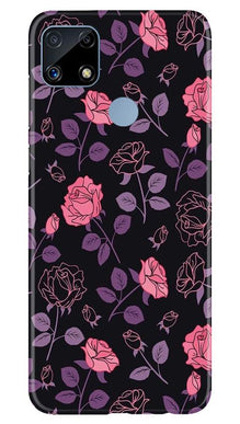 Rose Black Background Mobile Back Case for Realme C25 (Design - 27)