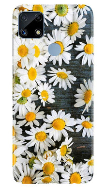White flowers2 Mobile Back Case for Realme C25 (Design - 62)