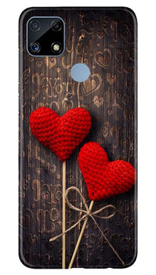 Red Hearts Mobile Back Case for Realme C25 (Design - 80)