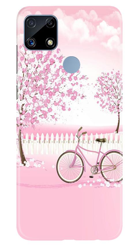 Pink Flowers Cycle Case for Realme C25  (Design - 102)
