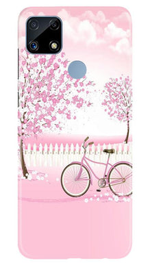 Pink Flowers Cycle Mobile Back Case for Realme C25S  (Design - 102)