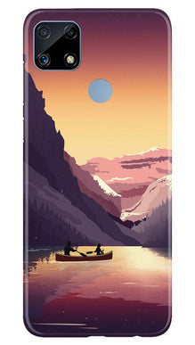 Mountains Boat Mobile Back Case for Realme C25 (Design - 181)