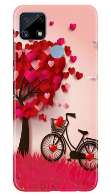 Red Heart Cycle Mobile Back Case for Realme C25S (Design - 222)