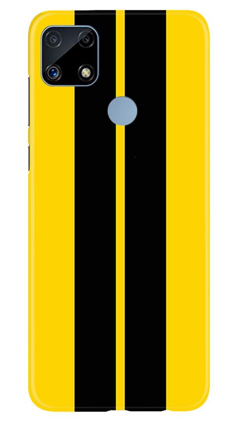 Black Yellow Pattern Mobile Back Case for Realme C25 (Design - 377)