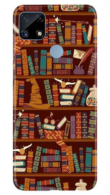 Book Shelf Mobile Back Case for Realme C25S (Design - 390)