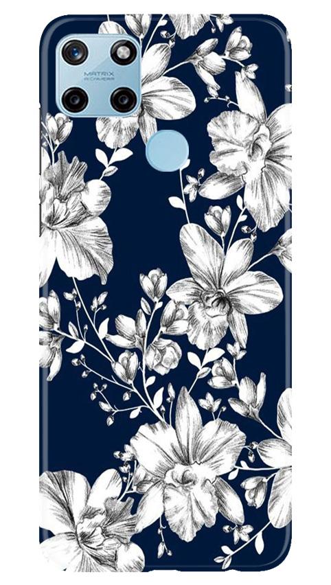 White flowers Blue Background Case for Realme C25Y