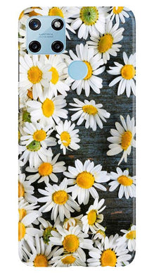 White flowers2 Mobile Back Case for Realme C25Y (Design - 62)