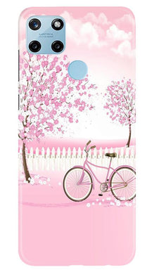 Pink Flowers Cycle Mobile Back Case for Realme C25Y  (Design - 102)
