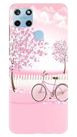Pink Flowers Cycle Case for Realme C25Y(Design - 102)