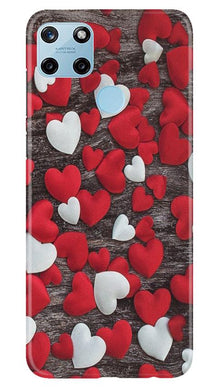 Red White Hearts Mobile Back Case for Realme C21Y  (Design - 105)