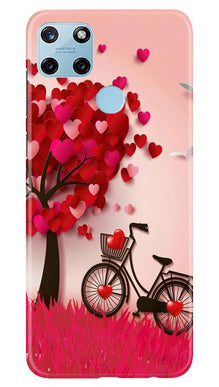 Red Heart Cycle Mobile Back Case for Realme C21Y (Design - 222)