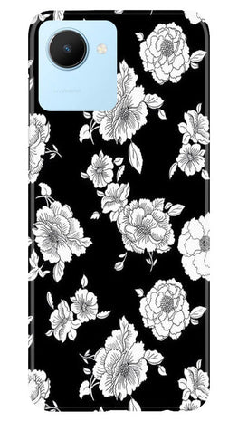 White flowers Black Background Case for Realme C30