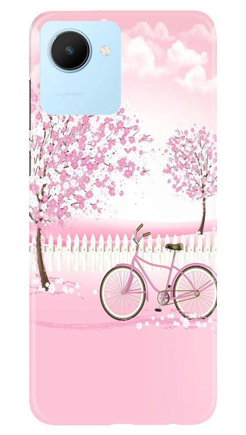 Pink Flowers Cycle Case for Realme C30  (Design - 102)