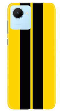 Black Yellow Pattern Mobile Back Case for Realme C30 (Design - 336)