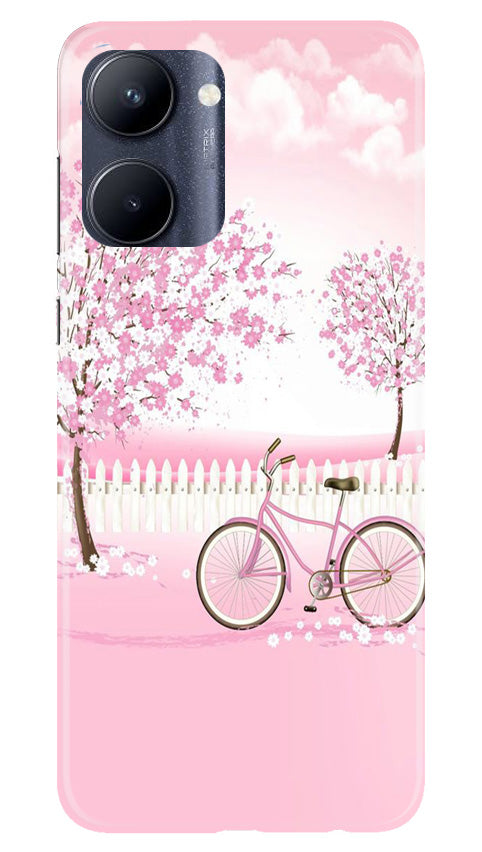 Pink Flowers Cycle Case for Realme C33  (Design - 102)
