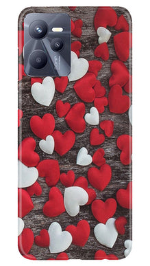Red White Hearts Mobile Back Case for Realme C35  (Design - 105)