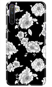 White flowers Black Background Mobile Back Case for Realme X2 (Design - 9)