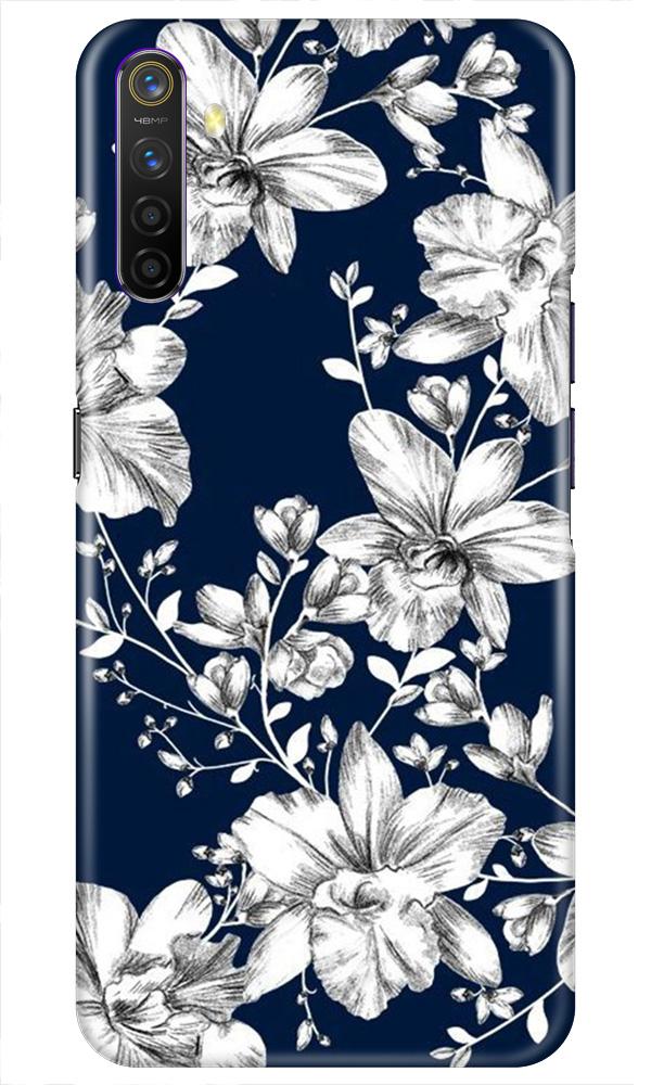 White flowers Blue Background Case for Realme X2