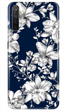 White flowers Blue Background Mobile Back Case for Realme X2 (Design - 14)