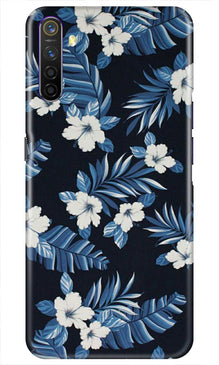 White flowers Blue Background2 Mobile Back Case for Realme X2 (Design - 15)