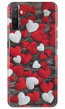 Red White Hearts Mobile Back Case for Realme X2  (Design - 105)