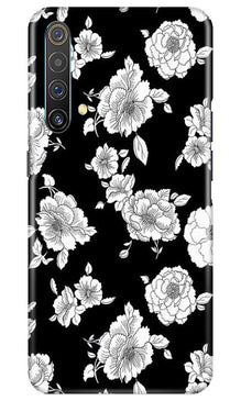 White flowers Black Background Mobile Back Case for Realme X3 (Design - 9)