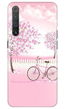 Pink Flowers Cycle Mobile Back Case for Realme X3  (Design - 102)