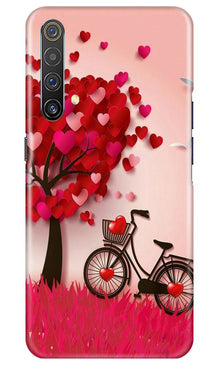 Red Heart Cycle Mobile Back Case for Realme X3 (Design - 222)