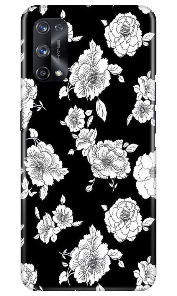 White flowers Black Background Case for Realme X7