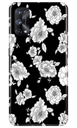 White flowers Black Background Case for Realme X7