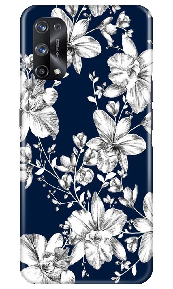 White flowers Blue Background Case for Realme X7