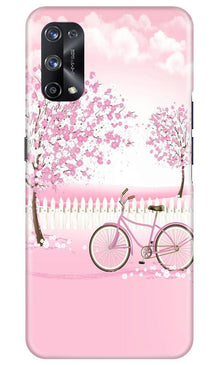 Pink Flowers Cycle Mobile Back Case for Realme X7 Pro  (Design - 102)