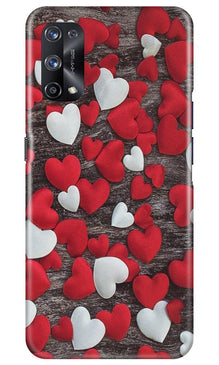 Red White Hearts Mobile Back Case for Realme X7  (Design - 105)