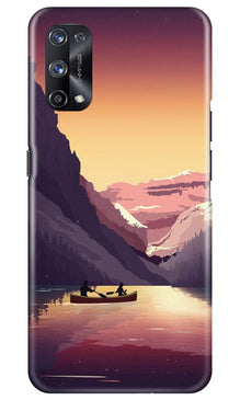 Mountains Boat Mobile Back Case for Realme X7 (Design - 181)