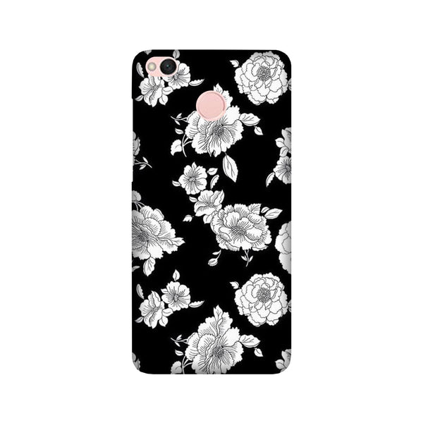 White flowers Black Background Case for Redmi 4