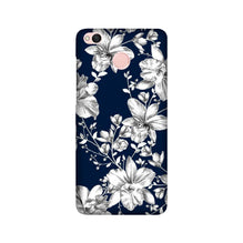 White flowers Blue Background Mobile Back Case for Redmi 4 (Design - 14)