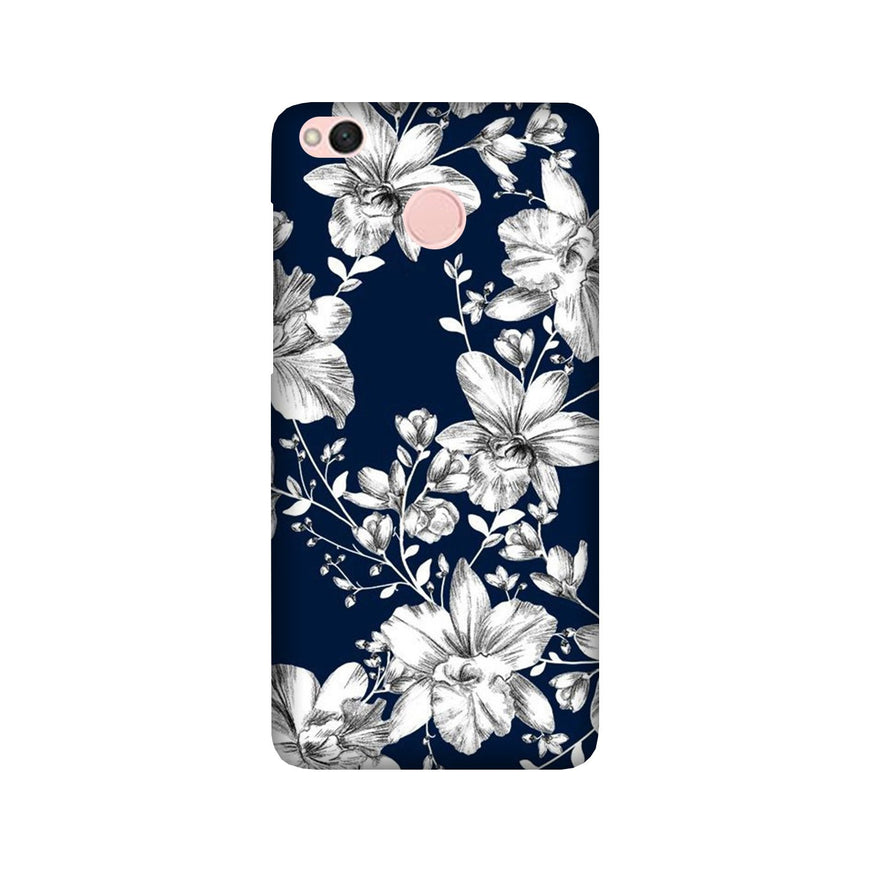 White flowers Blue Background Case for Redmi 4