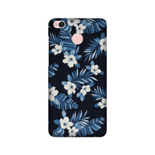 White flowers Blue Background2 Mobile Back Case for Redmi 4 (Design - 15)