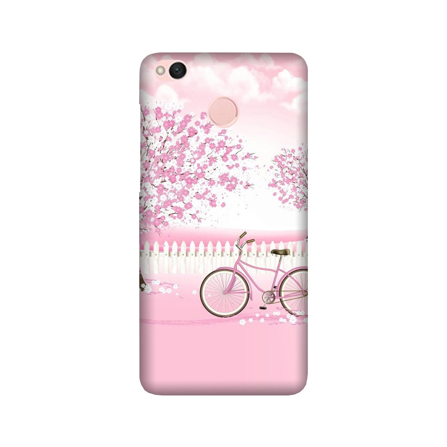 Pink Flowers Cycle Case for Redmi 4  (Design - 102)
