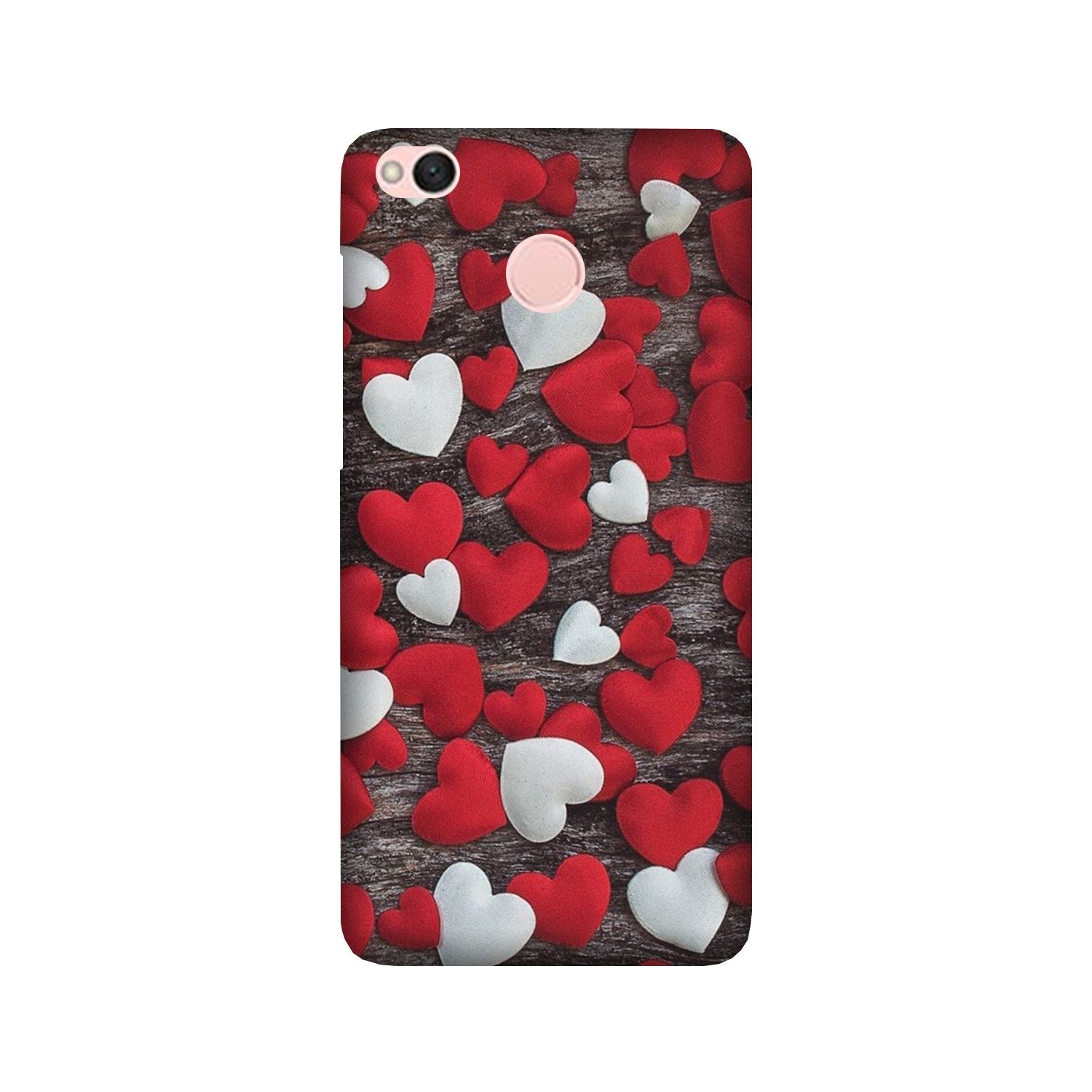 Red White Hearts Case for Redmi 4  (Design - 105)
