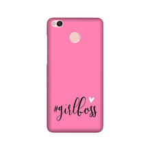 Girl Boss Pink Mobile Back Case for Redmi 4 (Design - 269)