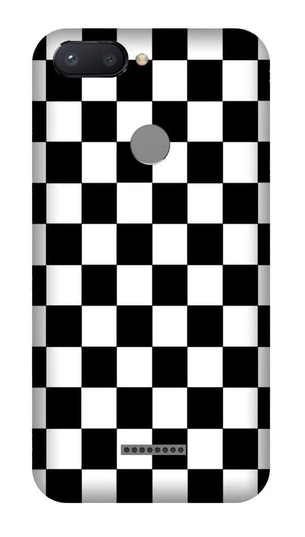 Black White Boxes Mobile Back Case for Redmi 6  (Design - 372)