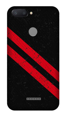 Black Red Pattern Mobile Back Case for Redmi 6  (Design - 373)