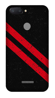 Black Red Pattern Mobile Back Case for Redmi 6  (Design - 373)