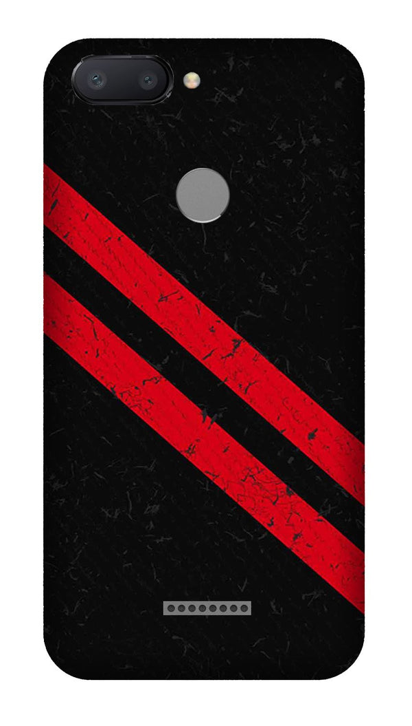 Black Red Pattern Mobile Back Case for Redmi 6  (Design - 373)
