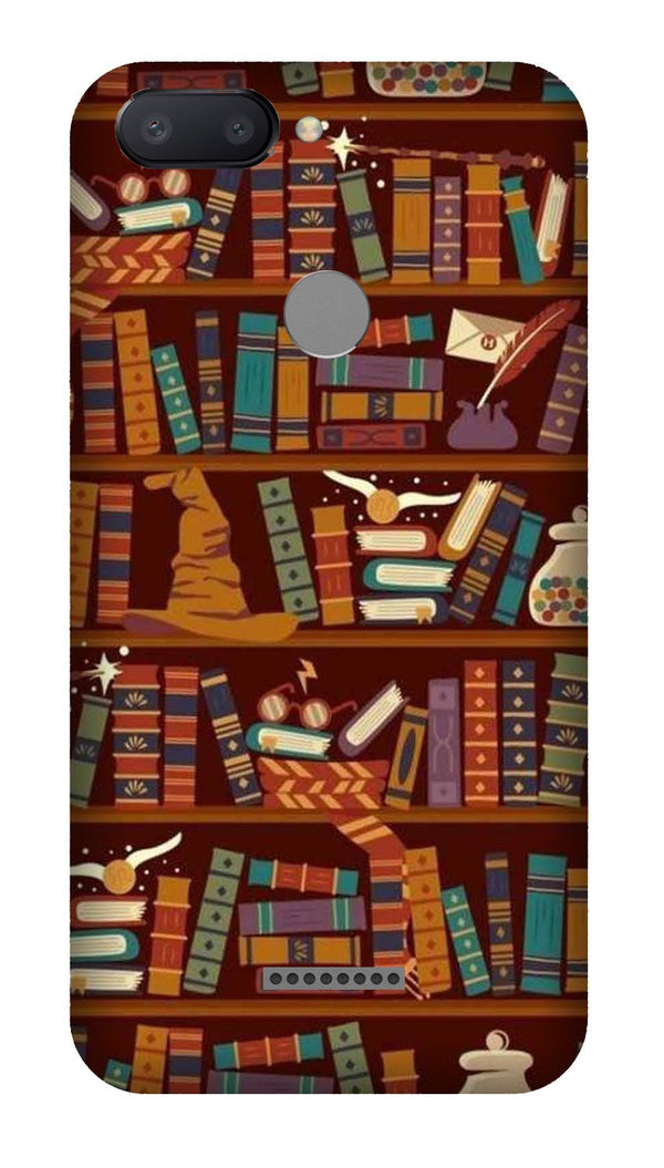 Book Shelf Mobile Back Case for Redmi 6  (Design - 390)