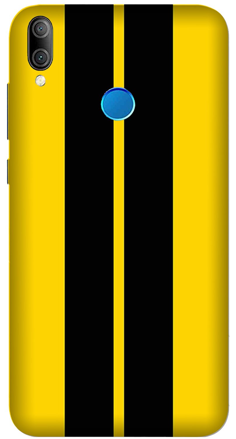 Black Yellow Pattern Mobile Back Case for Realme 3i  (Design - 377)