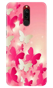 White Pick Butterflies Mobile Back Case for Xiaomi Redmi 8 (Design - 28)