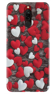 Red White Hearts Mobile Back Case for Xiaomi Redmi 8  (Design - 105)
