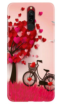 Red Heart Cycle Mobile Back Case for Xiaomi Redmi 8 (Design - 222)